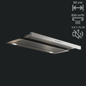 Aspirator i integruar Pando IES - SEC SYSTEM, gjerësia 60 cm, fuqia motorike V.850, klasi A, inox