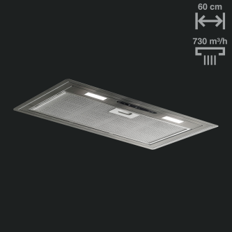 Aspirator i integruar Pando PGF, gjerësia 60 cm, V.730, klasi A, inox
