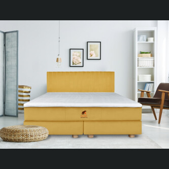 Krevat Marmorelle boxspring, thjesht i veshur me susta, lartësia e kokës 110 cm, dyshek i përfshirë, pa sipër
