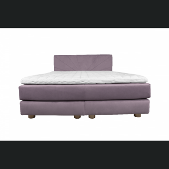 Krevat Sella boxspring, tapiceri lineare, me lartesi fundi krevati 110 cm, dyshek i perfshire, pa siper