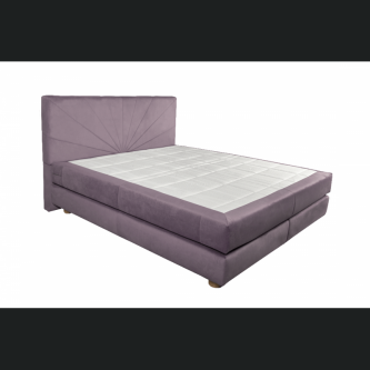 Krevat Sella boxspring, tapiceri lineare, me lartesi fundi krevati 110 cm, dyshek i perfshire, pa siper