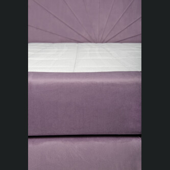 Krevat Sella boxspring, tapiceri lineare, me lartesi fundi krevati 110 cm, dyshek i perfshire, pa siper