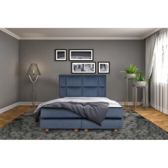 Krevat Vadret boxspring, tapiceri e madhe katrore, lartësia e skajit të krevatit 140 cm, dysheku i përfshirë, sipërfaqja e përfshirë