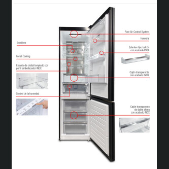 Frigorifer Pando PFLX, NoFrost, 367 l, inox i errët
