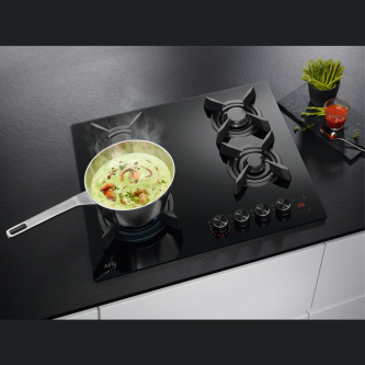 Furrë me gaz AEG ne xham HKB64453NB, 60 cm, e zeze