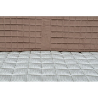 Krevat Saint Moritz boxspring, tapiceri lineare, lartësia e skajit të krevatit 140 cm, dysheku i përfshirë, pa sipër