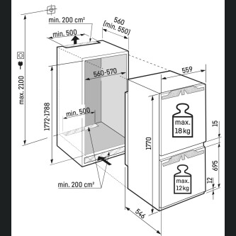 Frigorifer i integruar Liebherr ICBNe 5123 me BioFresh dhe NoFrost, 244 l