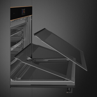 Furrë pirolize SMEG Dolce Stil Novo, SOP6604TPNR, e zeze me detaje bakri, 60 cm, kapaciteti 68 l, klasi A+