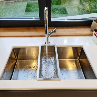 CookingAid Box Lux 74 lavaman kuzhine  inox me valvul kullimi drejtkëndor dhe aksesorë montimi