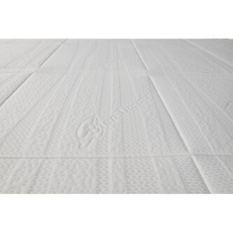 Krevat Vadret boxspring, tapiceri e madhe katrore, lartësia e skajit të krevatit 140 cm, dysheku i përfshirë, sipërfaqja e përfshirë