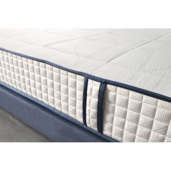 Krevat Vadret boxspring, tapiceri e madhe katrore, lartësia e skajit të krevatit 140 cm, dysheku i përfshirë, sipërfaqja e përfshirë