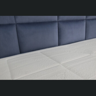 Krevat Vadret boxspring, tapiceri e madhe katrore, lartësia e skajit të krevatit 140 cm, dysheku i përfshirë, sipërfaqja e përfshirë