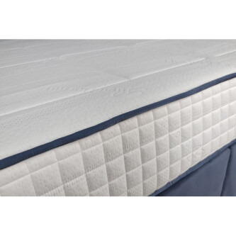 Krevat Vadret boxspring, tapiceri e madhe katrore, lartësia e skajit të krevatit 140 cm, dysheku i përfshirë, sipërfaqja e përfshirë